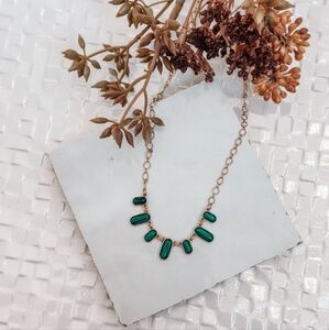 NEW Plunder Elegant Gold Plated Chain and Green Marbled Stone Pendants Necklace